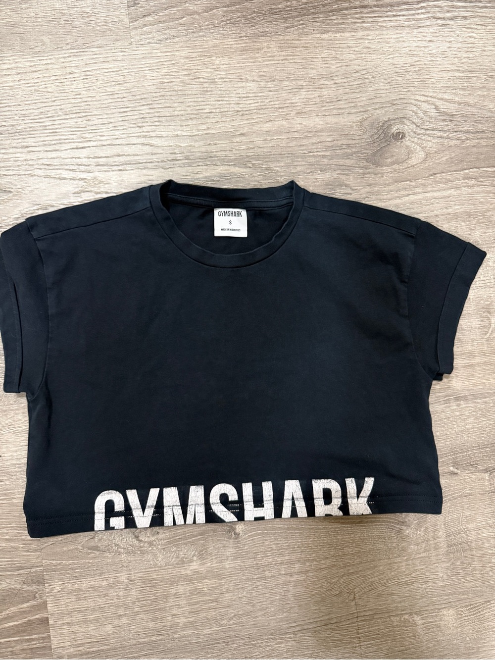 Gymshark Black Crop Tee with White Logo